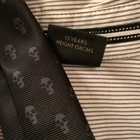 NEXT UK Boys Striped Cotton Button Up Shirt With Tie Size 13 YRS - Picture 14 of 15